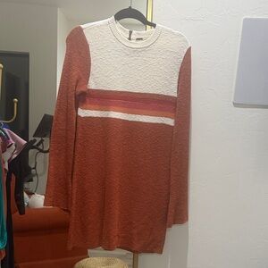 Free People Rust and Cream Long Sleeve Sweater